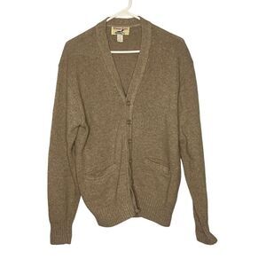 Winona Knits Wool Blend Men’s Button Front Cardigan Sweater Neutral Size Large